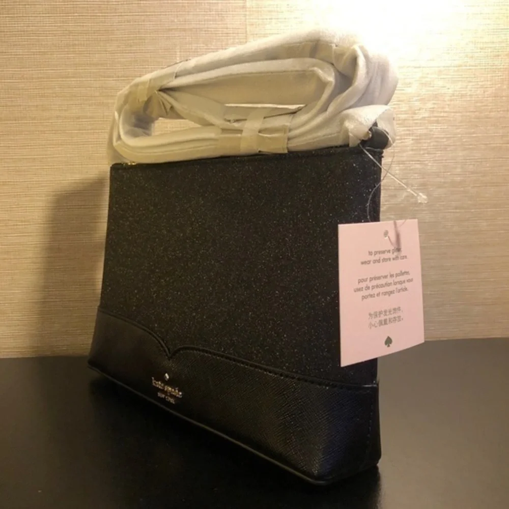 Kate Spade Black Glitter Crossbody Bag Evening Purse NWT